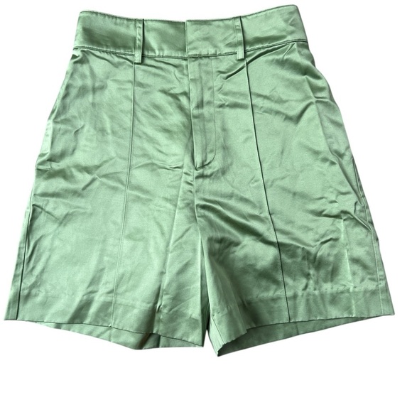 GRLFRND Alexei Satin Trouser Shorts in Sage Green - Picture 2 of 8